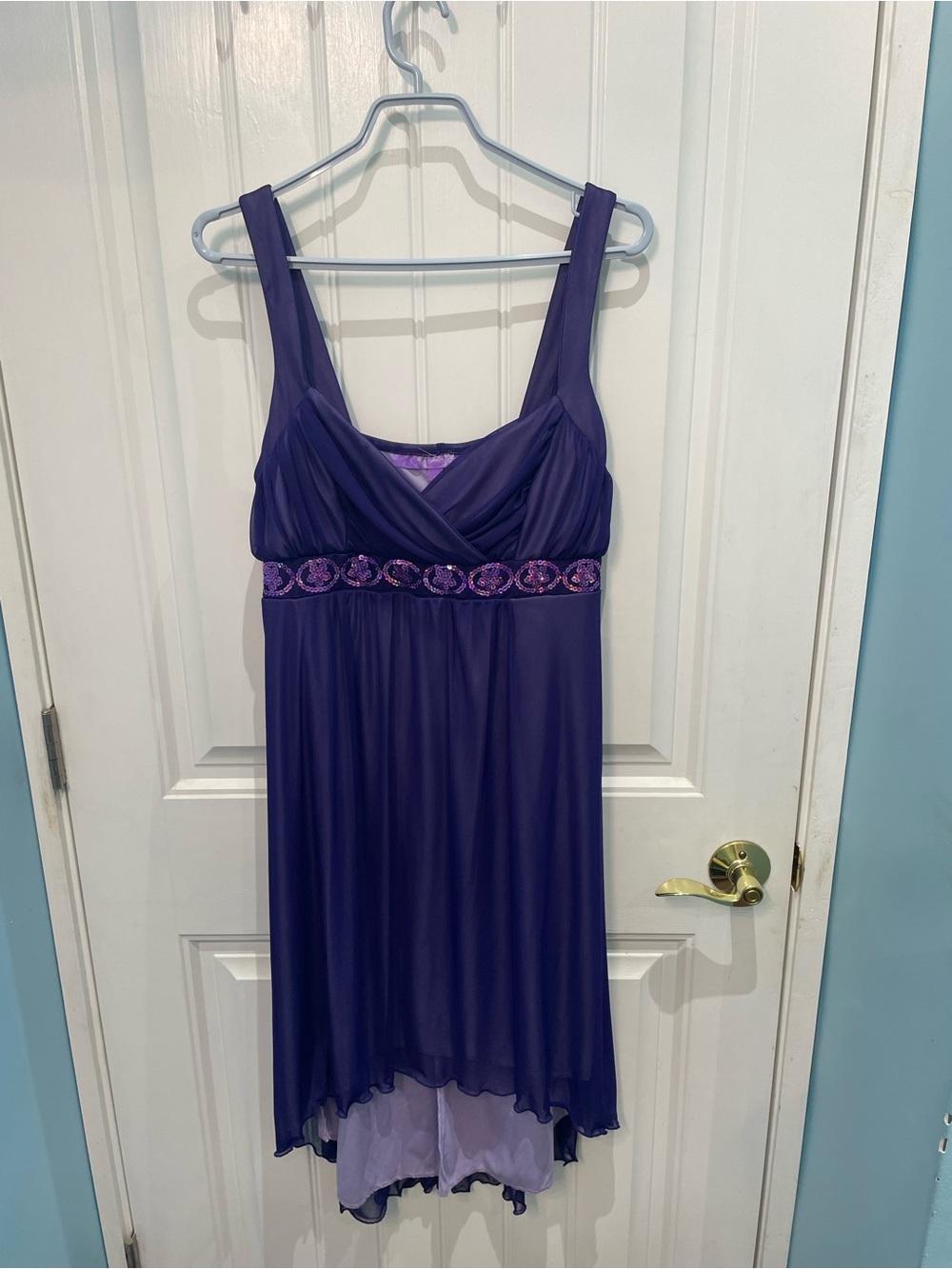 Vintage Y2K plus Jolie Purple Beaded Empire-Waist Evening Dress